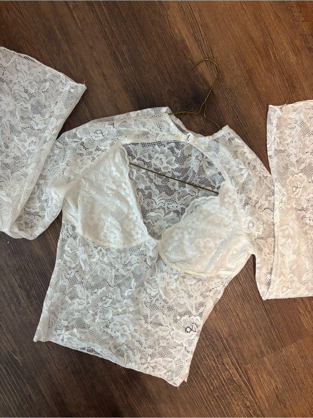 3/9$ White Lace Bustier Bell Sleeve Top | Coquette Fairycore Romantic | Size S